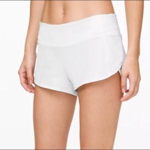 Lululemon White Speed Up Shorts (size 4)